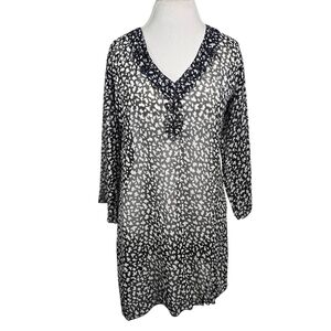 Zury Black & White Sheer Bathing Suit Cover‑Up – Boho Beachwear